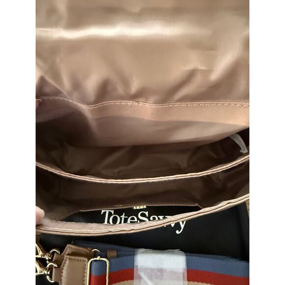 ToteSavvy Crossbody Diaper Bag Changing Mat, Wipes Pocket Tan - Picture 5 of 10